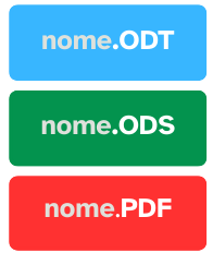 Extensións de diferentes arquivos: ODT, ODS e PDF
