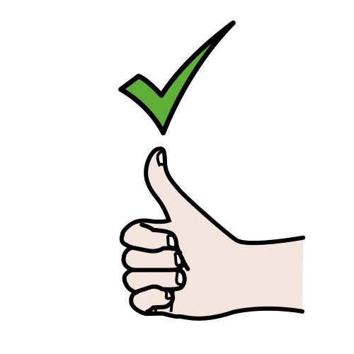 Imaxe que amosa unha man co polgar arriba e un check verde