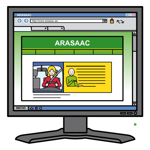 Pantalla de ordenador coa páxina web de ARASAAC aberta