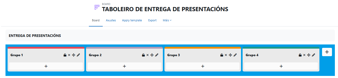 Na imaxe móstrase un taboleiro de Moodle Board