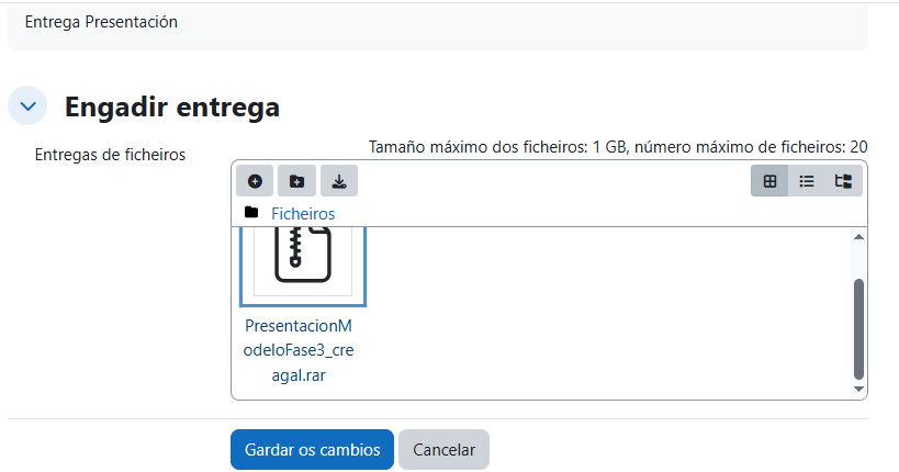 Captura de pantalla dunha entrega de tarefa en Moodle