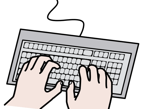 Pictograma de dúas mans sobre as teclas dun teclado de ordenador