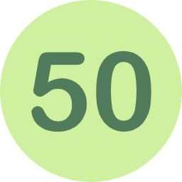 Número 50 dentro dun círculo de cor verde