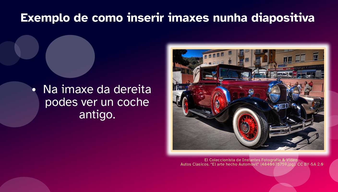 Diapositiva con imaxe Diapositiva de exemplo con imaxe