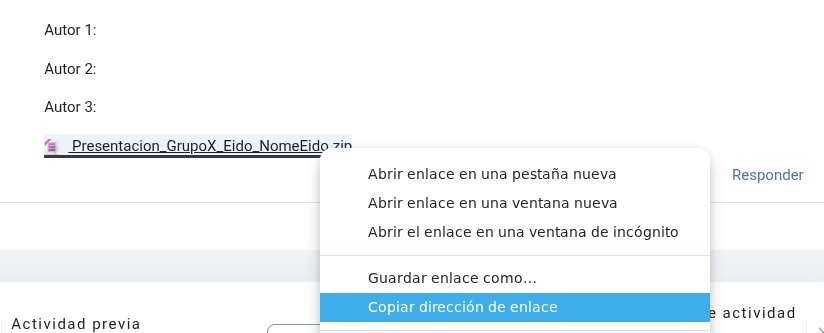 Captura de pantalla dunha entrada no foro de Moodle.