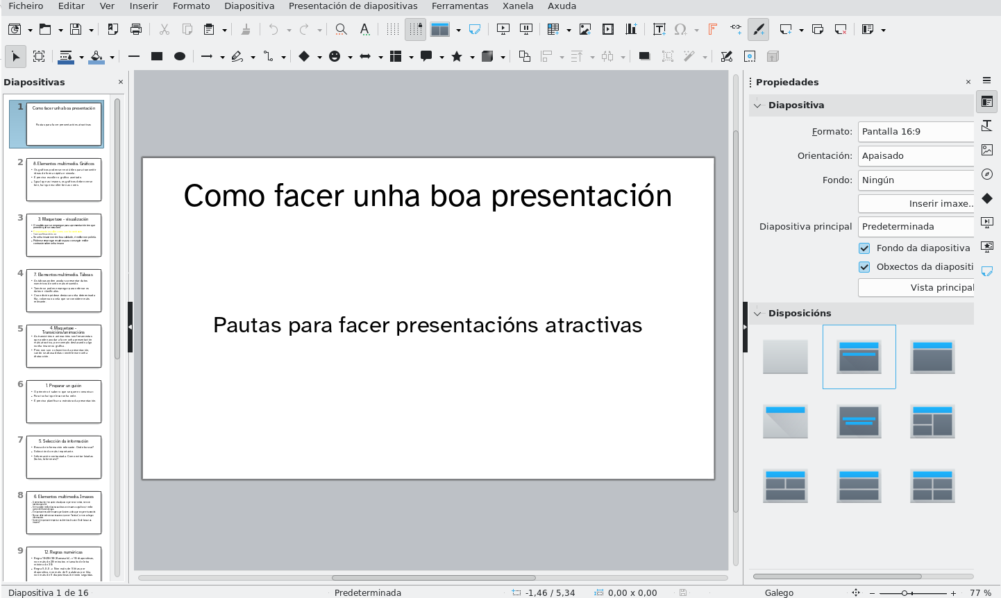 Captura de pantalla da presentación modelo para facer os adestramentos da fase 3