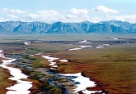 Fotografía dunha paisaxe de tundra en Alasca