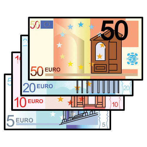 Pictograma que representa billetes de euro