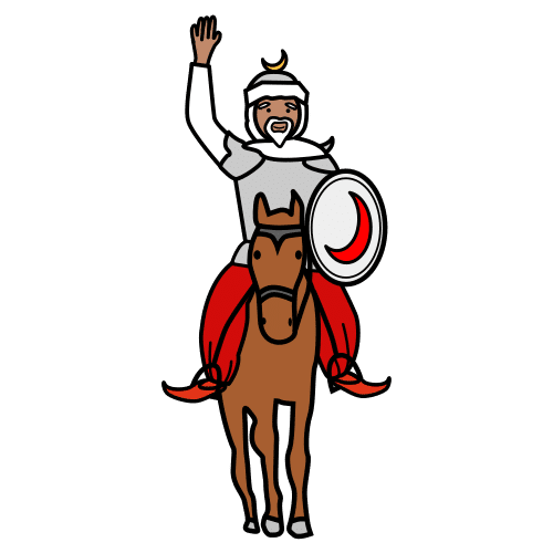 Hombre montado a caballo que representa a un país.