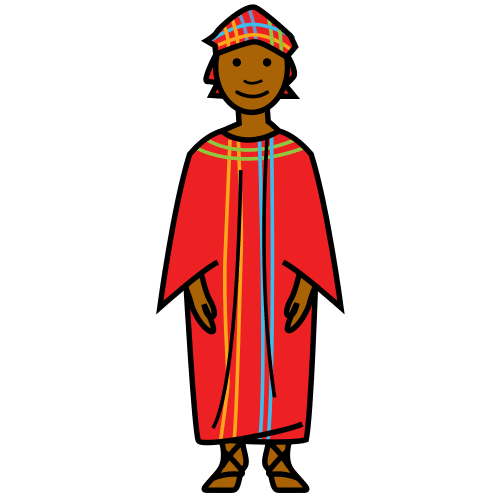 Chico negro vestido con una túnica tradicional árabe.