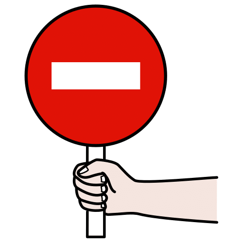 Mano sosteniendo una señal de prohibido.