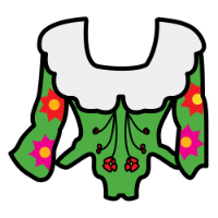 Un corpiño de colores y con muchos bordados