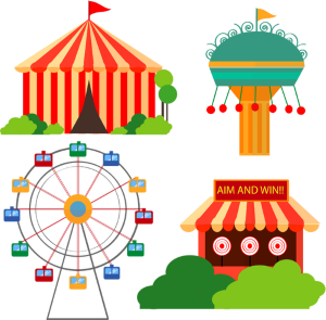 Carnival-time Imagen con ilustraciones con motivos de un parque de atracciones.