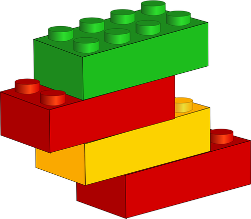 Vector drawing of stackable plastic blocks piezas de Lego haciendo una pequeña torre.