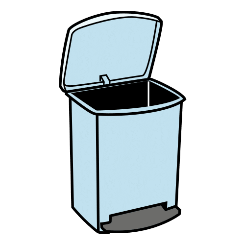Cubio de basura abierto.