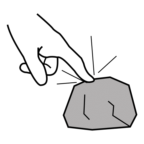 Imagen de un dedo presionando una piedra.