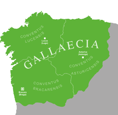 Mapa de Gallaecia romana.