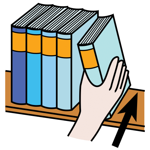 Conjunto de libros colocados en un estante.
