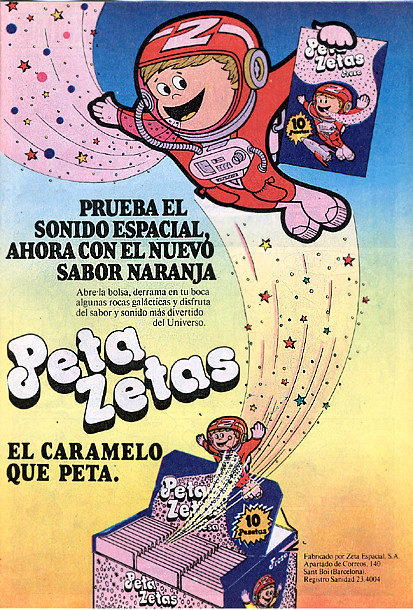 Anuncio de golosina Anuncio de golosinas en el que se ve a un niño vestido de astronauta comiendo esa golosina