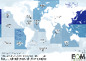 Mapa no que se reflicten as principais zonas pesqueiras do mundo