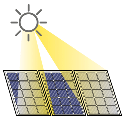 Pictograma que amosa unhas placas solares. Enerxía renovable.
