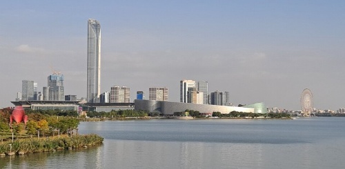 Vista do parque tecnolóxico de Suzhou, en China.