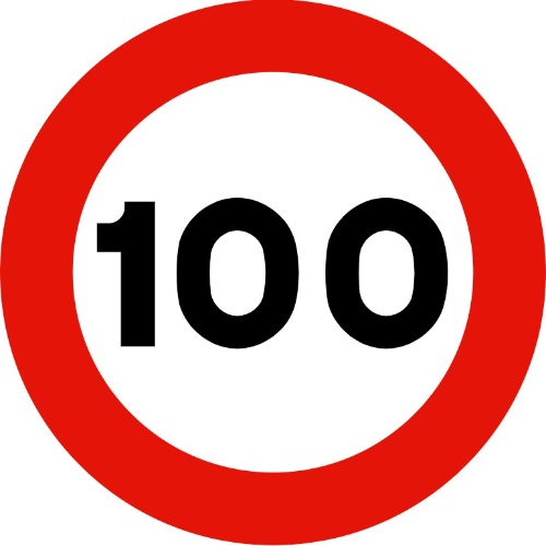 Señal de tráfico que indica limitada la velocidad a 100 km/h.