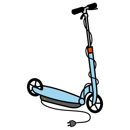 Patinete eléctrico azul.