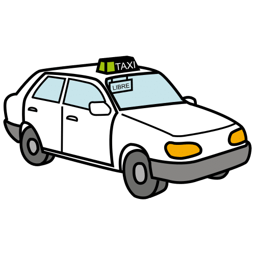 Taxi de color blanco.