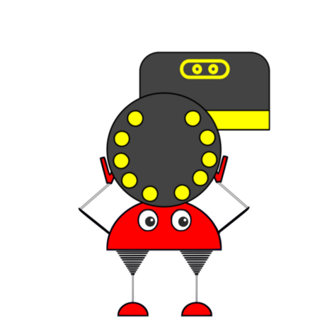 Icona do robot Ada sostendo as placas Adafruit e microbit coas mans