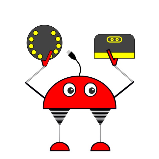 Icona dun robot cunha controladora Adafruit PCE e micro:bit nas mans