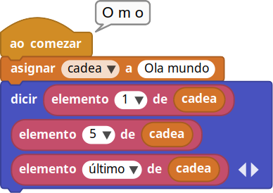 Programa para indicar distintos elementos dunha variable textual