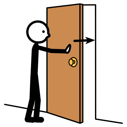 Pictograma dunha persoa pechando unha porta