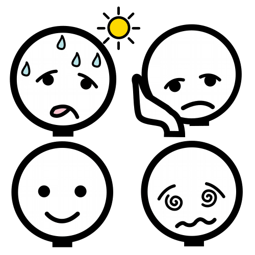 Caras diferentes segundo a sensación ou sentimento.
