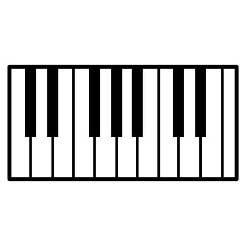 Icona dun piano con teclas blancas e negras.