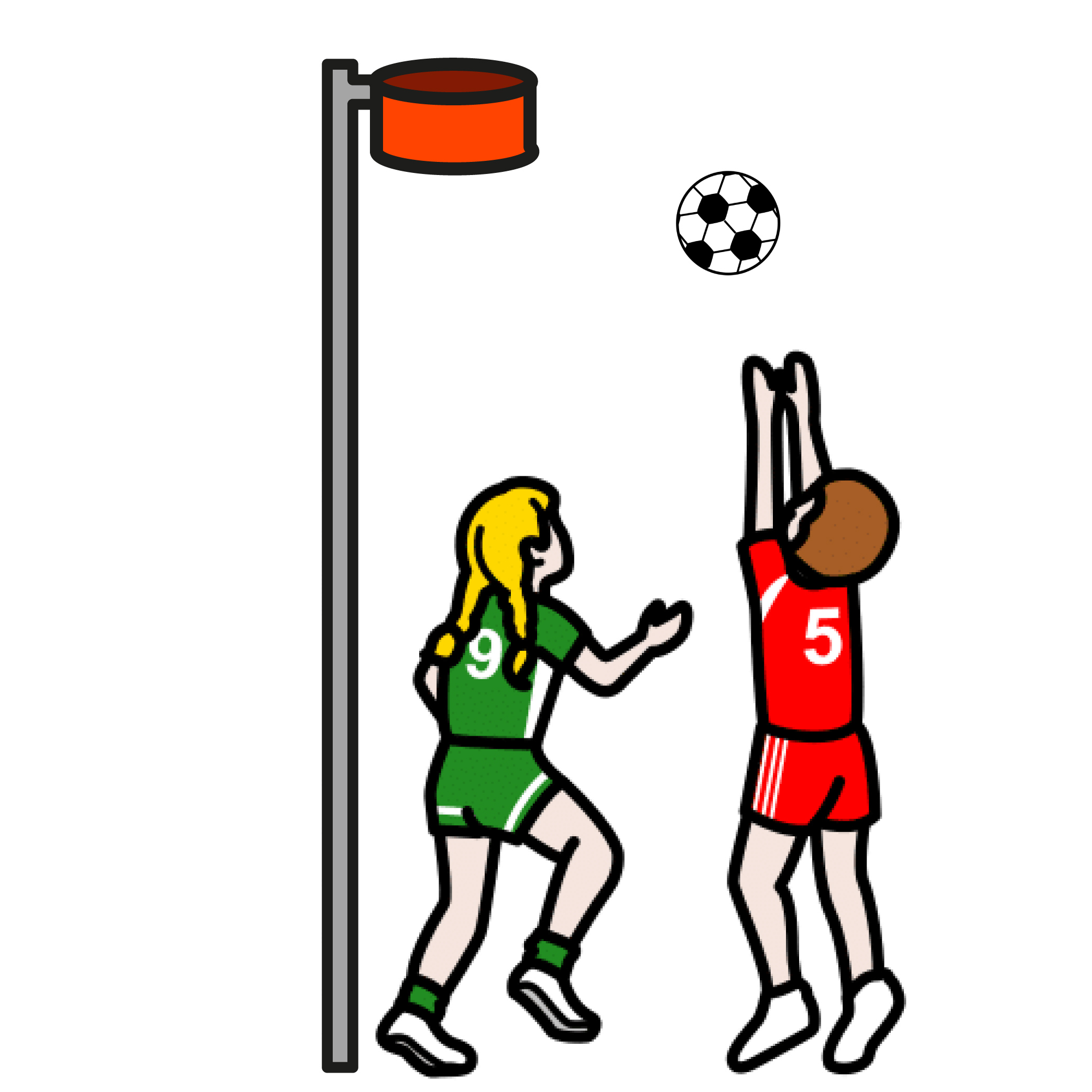 Pictograma dunha muller e un home xogando a korfball