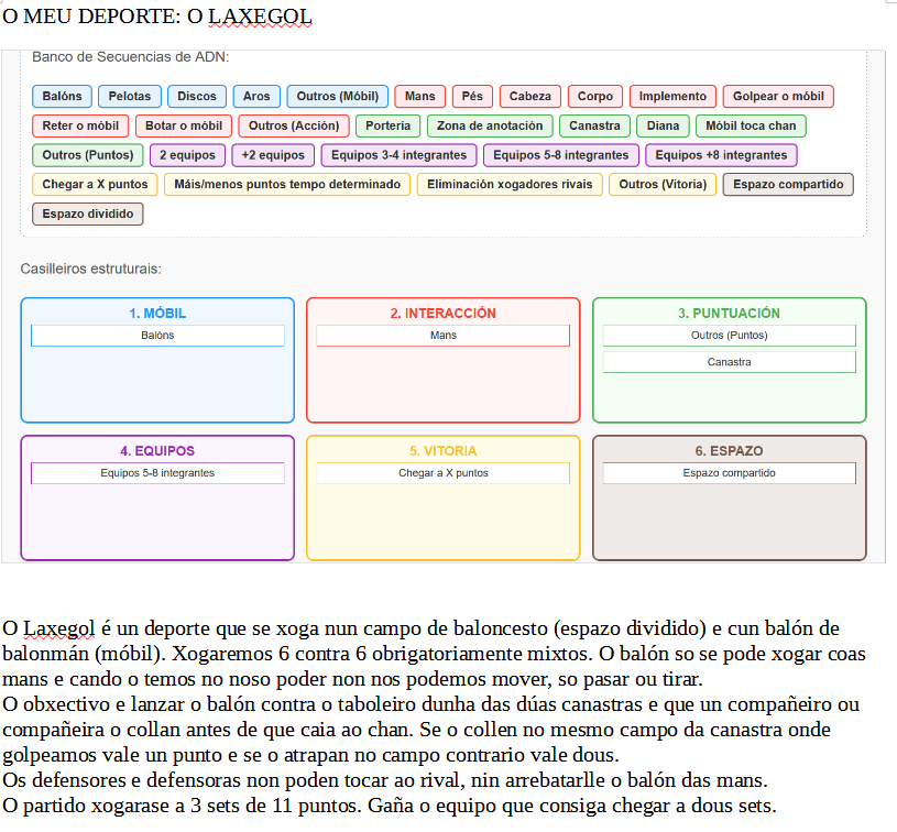 Captura de pantalla dun deporte creado a partir do laboratorio LAXEDE