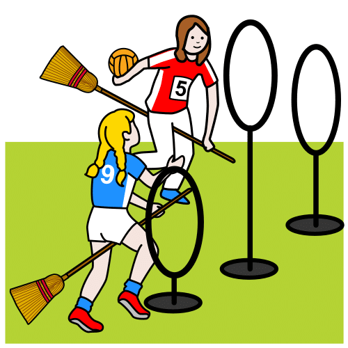 Persoas xogando a quidditch