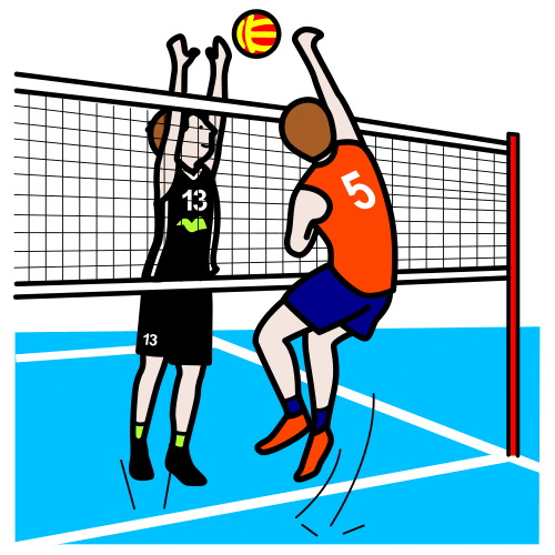 Dúas persoas xogando a voleibol
