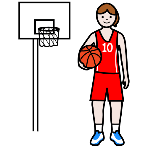 Unha xogadora de baloncesto co balón