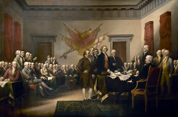 Pintura de John Trumbull que representa a presentación do borrador da Declaración ao Congreso