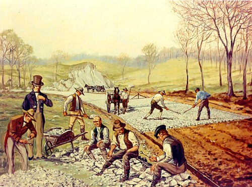Primeira estrada macadam nos Estados Unidos