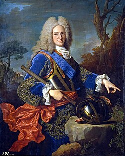 Retrato de Filipe V Filipe V con casaca azul e perruca branca, á moda francesa