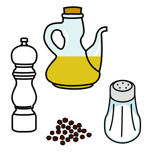 Aderezo de aceite, sal y pimienta