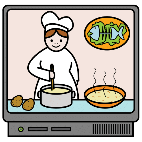 Persona cocinando en una televisión