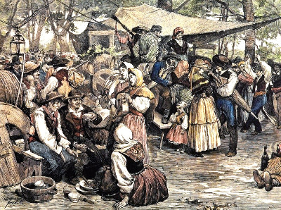 Romería de San Cosme de Bayona Romería de San Cosme de Bayona, en la que se ve a una multitud en ambiente festivo