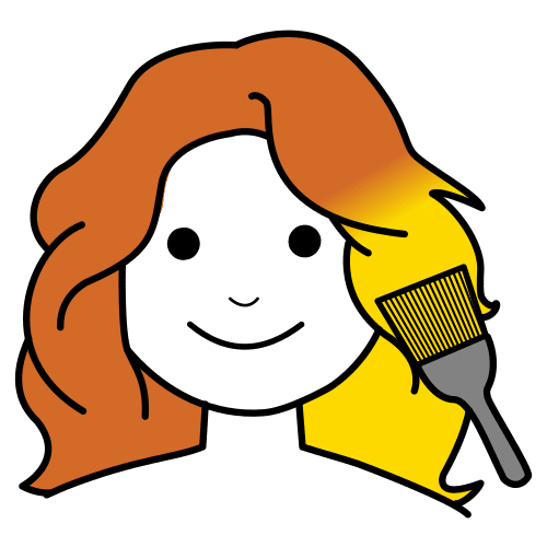 Rapaza cambiando a cor do pelo de castaño a amarelo
