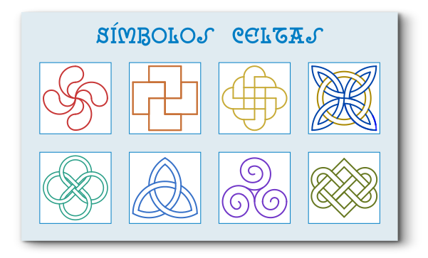 Conjunto de ocho símbolos celtas distintos