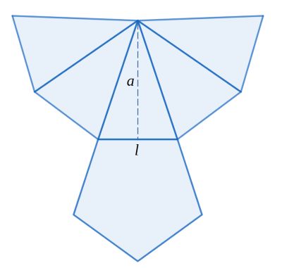Desarrollo plano de una pirámide pentagonal