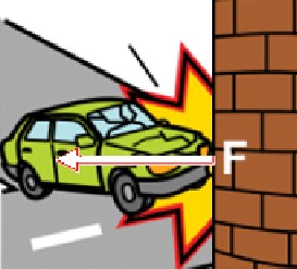 Pictograma de un coche chocando contra un muro.